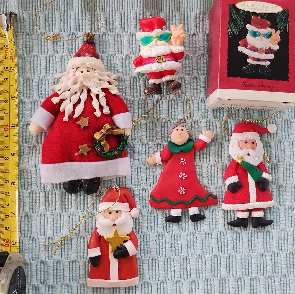 Santa Christmas Ornaments (lot of 5) asstd/mixed materials/sizes*